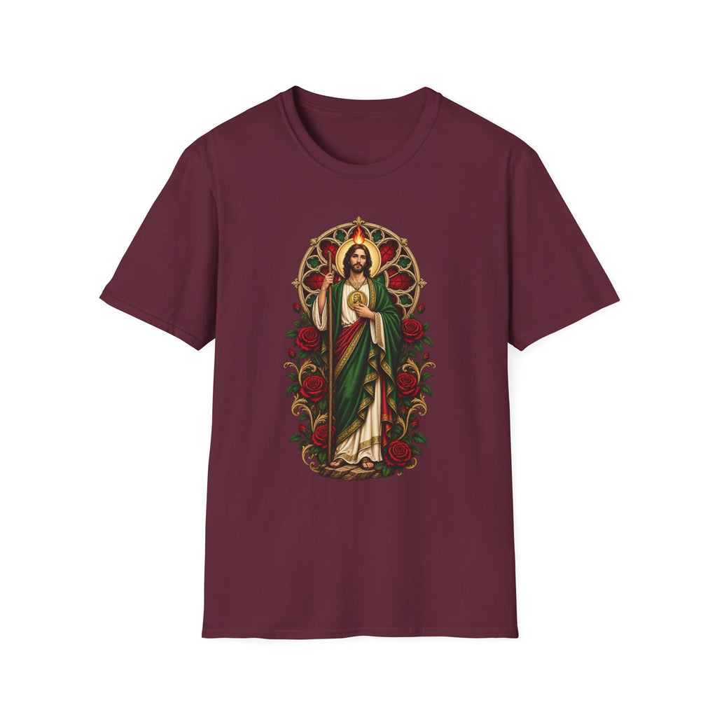 San Judas Tadeo Crimson Rose Window Unisex T-Shirt