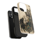 San Judas phone case with emerald and gold Sacred Heart artwork, detail view 23