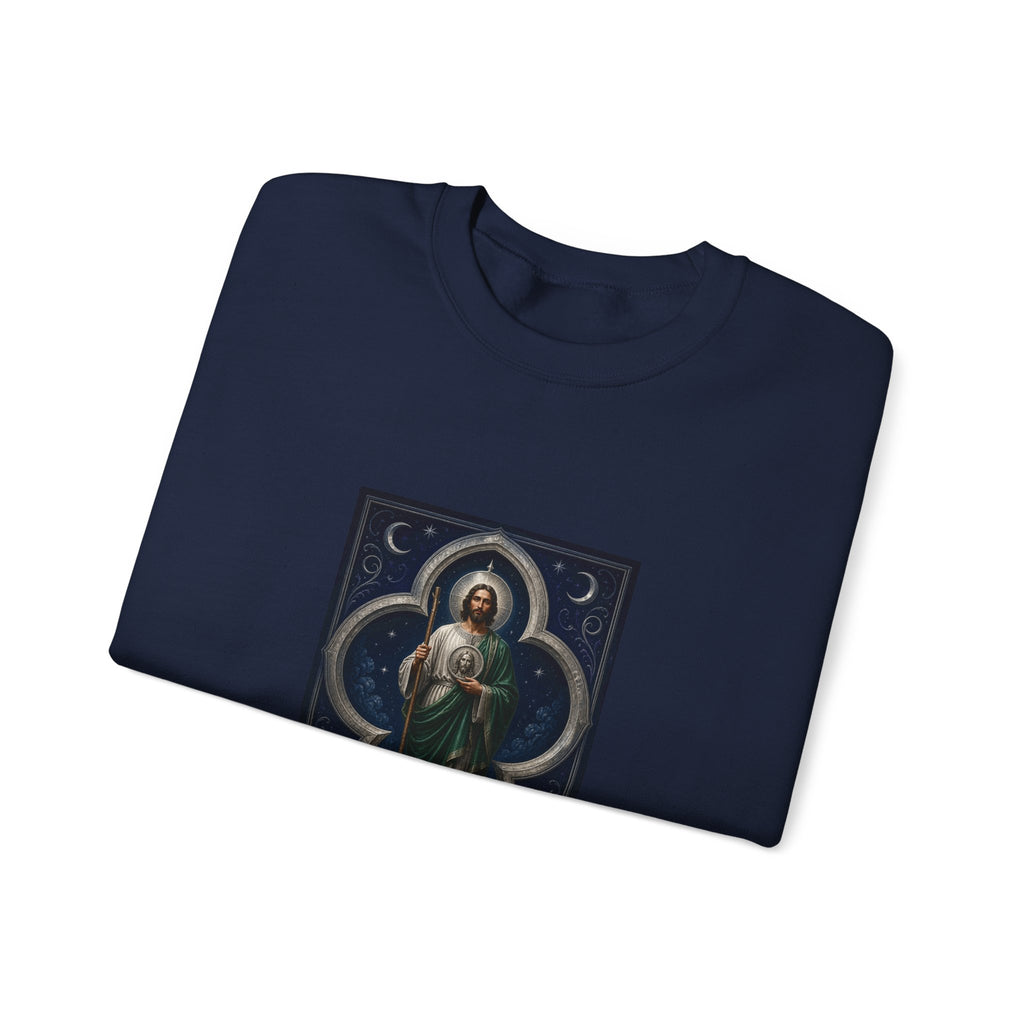 San Judas Tadeo Silver Moon Quatrefoil Crewneck Sweatshirt