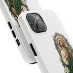 San Judas phone case with cobalt chapel mosaic artwork, detail view 16