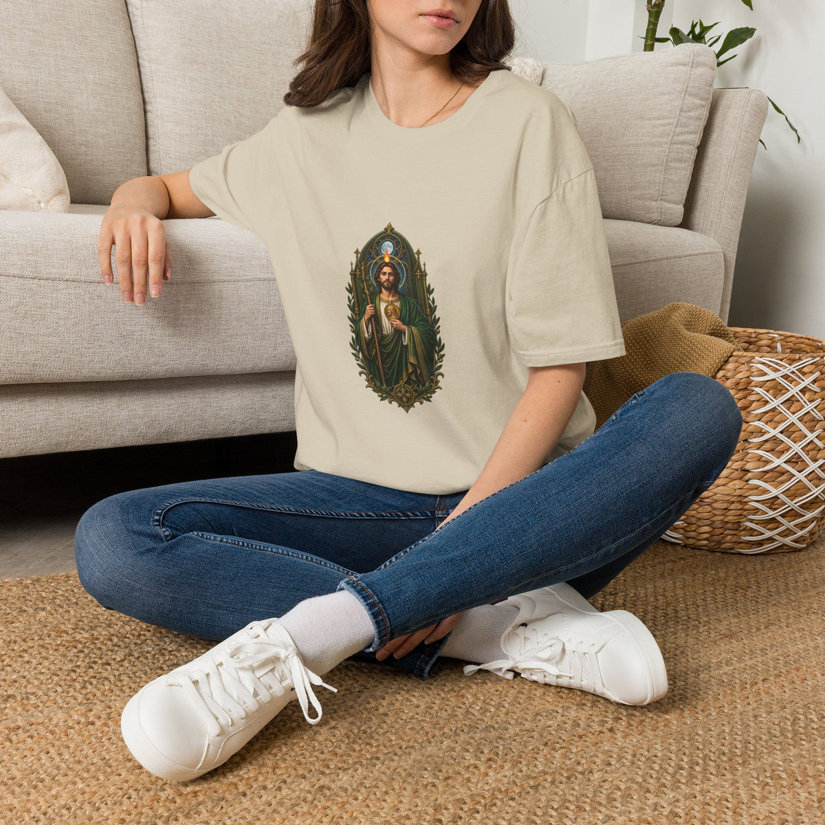 San Judas Moonlit Olive Basilica T-Shirt product preview, view 12