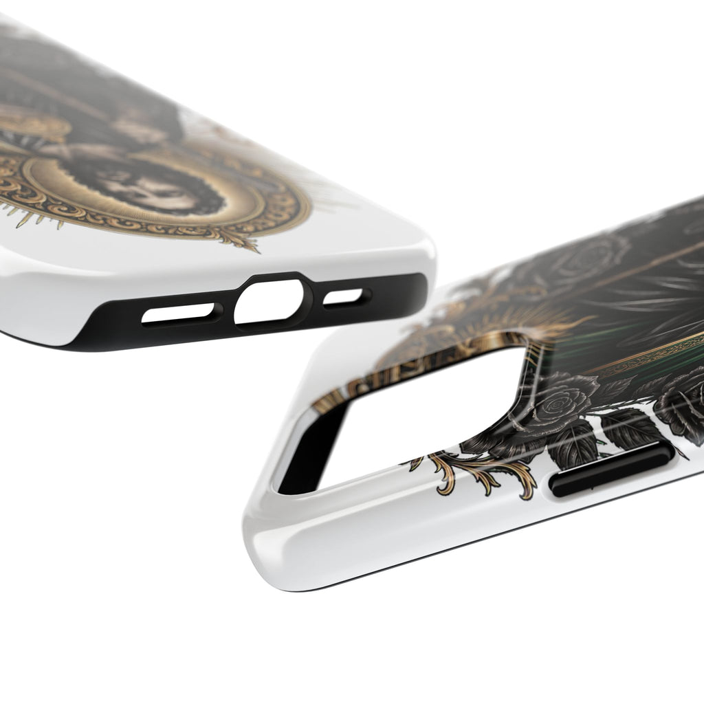Black and gold Sacred Heart San Judas phone case detail view 20