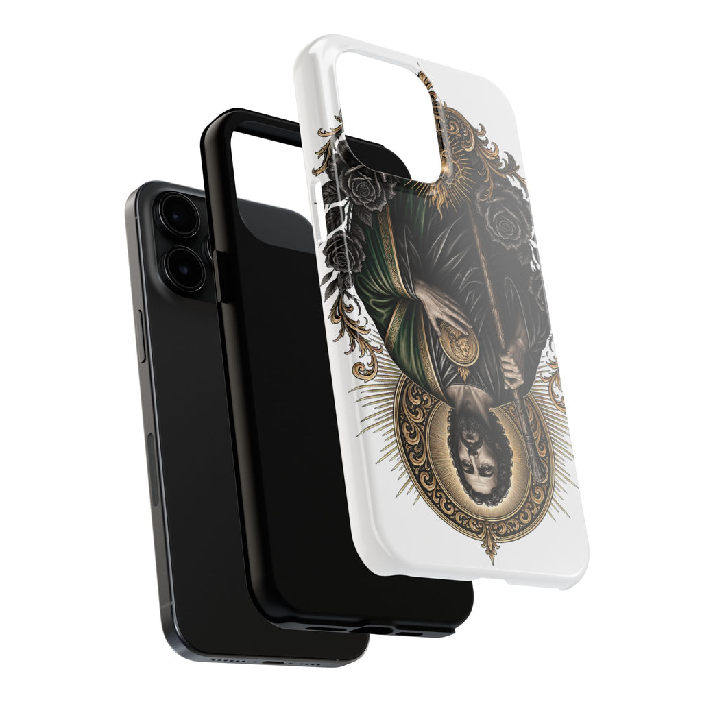 Black and gold Sacred Heart San Judas phone case detail view 21
