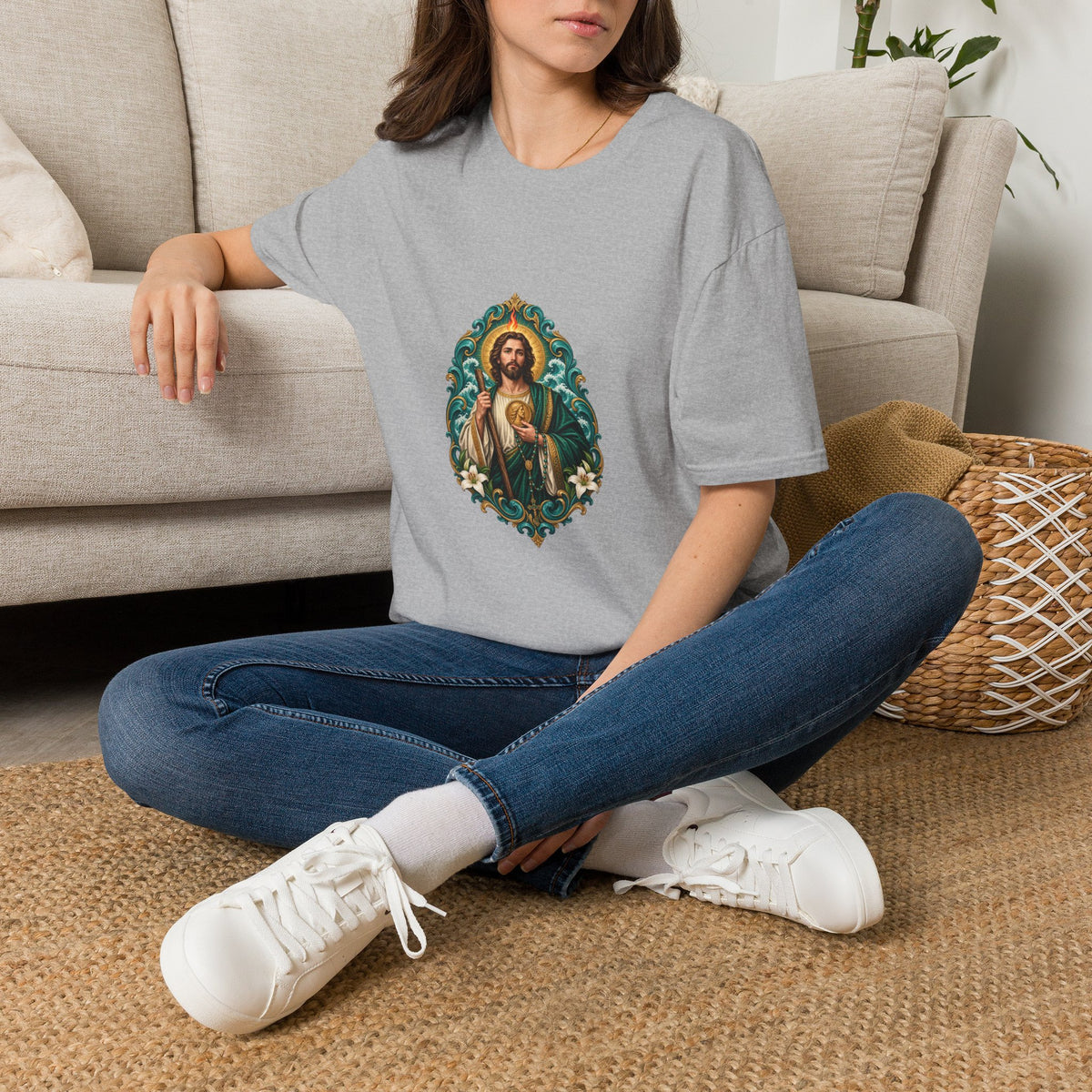 San Judas Teal Rosary Harbor T-Shirt product preview, view 15