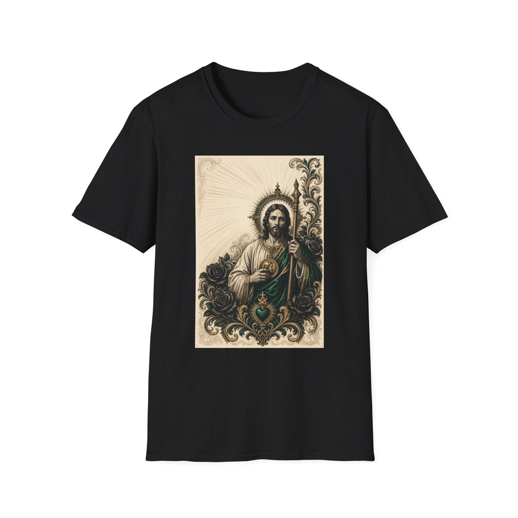 San Judas Tadeo Emerald & Gold Sacred Heart Unisex T-Shirt