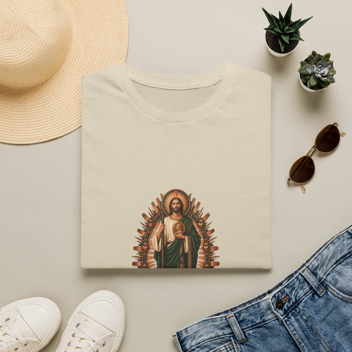 San Judas Copper Ex-Voto Mandorla T-Shirt product preview, view 3