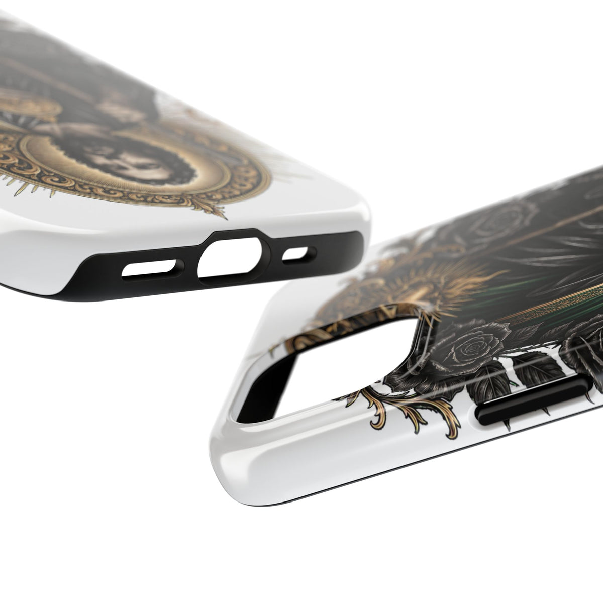 Black and gold Sacred Heart San Judas phone case detail view 17