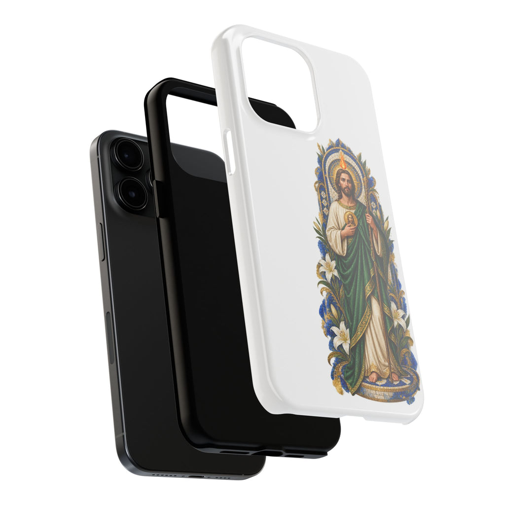 San Judas phone case with cobalt chapel mosaic artwork, detail view 21