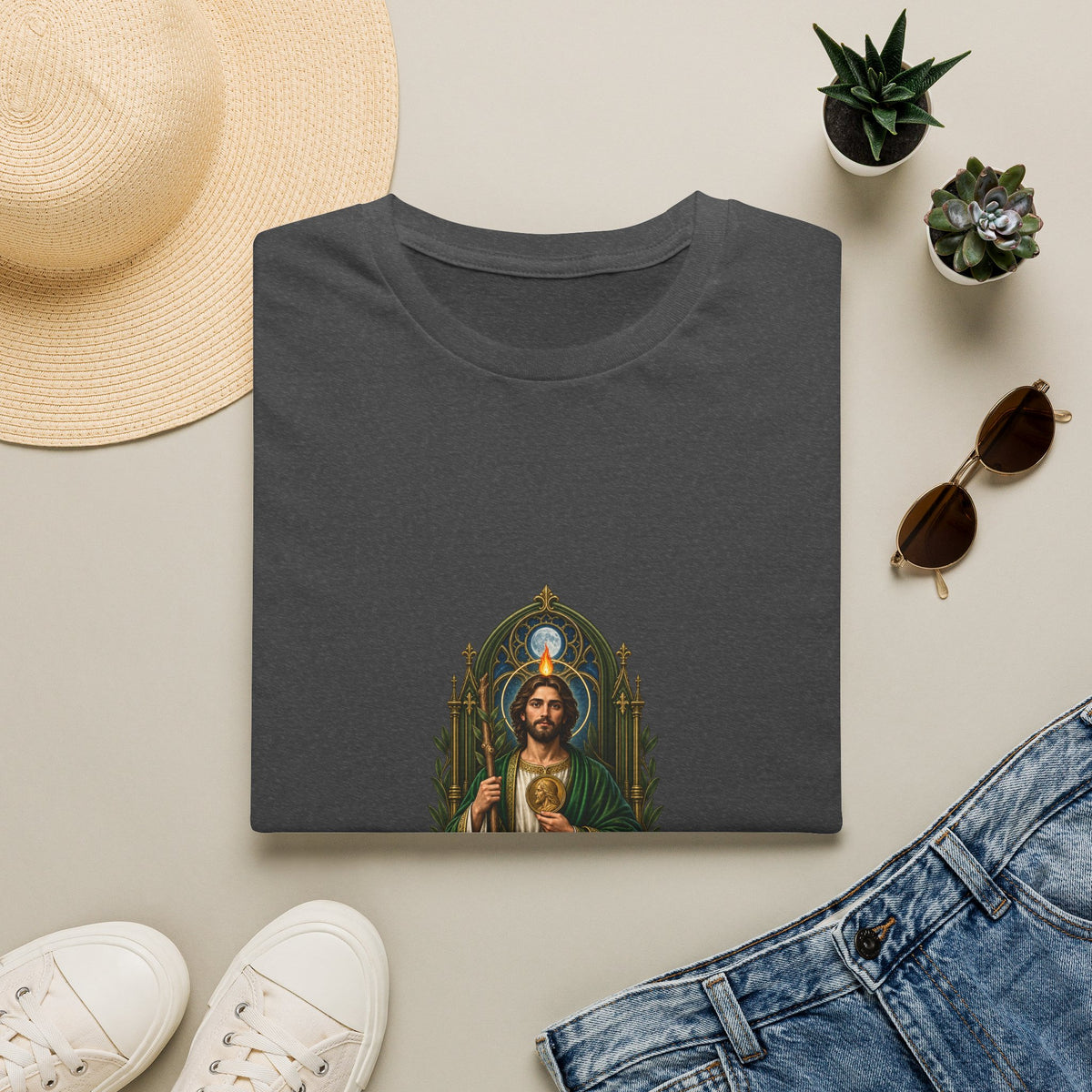 San Judas Moonlit Olive Basilica T-Shirt product preview, view 5