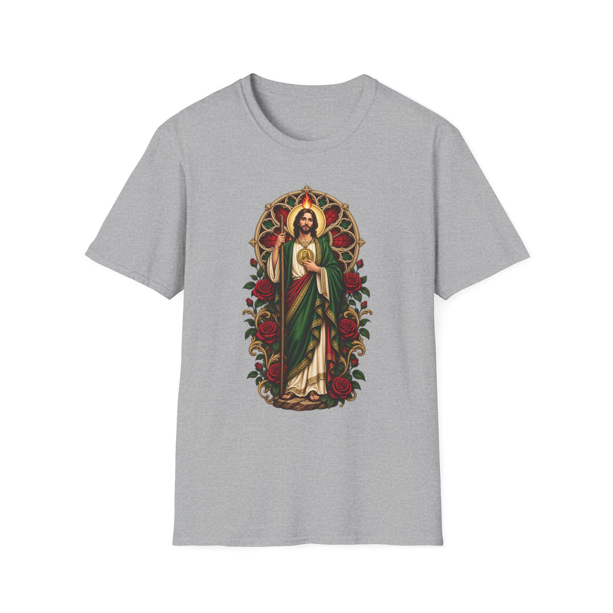 San Judas Tadeo Crimson Rose Window Unisex T-Shirt