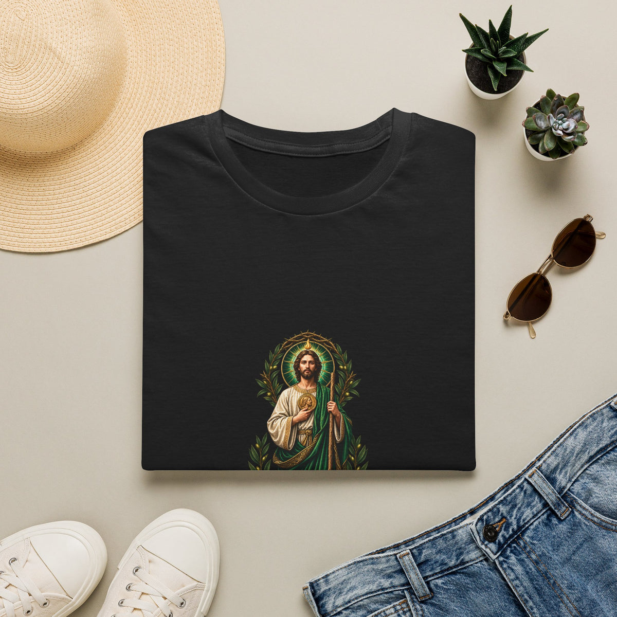 San Judas Tadeo Verdant Crowned Intercession T-Shirt product preview, view 2