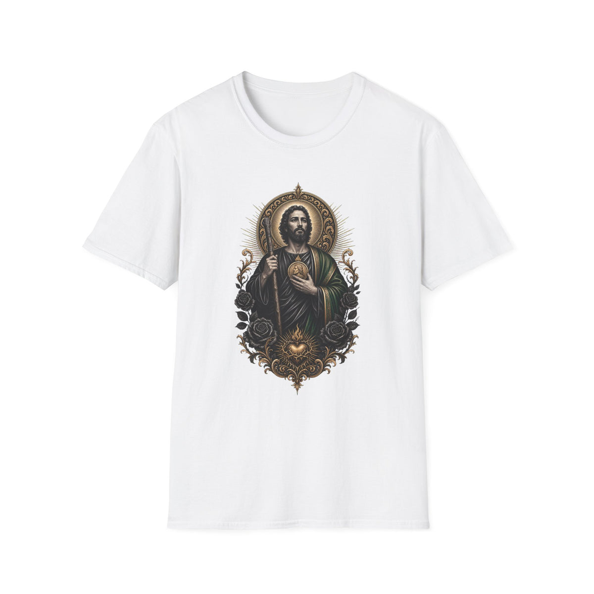 San Judas Tadeo Black & Gold Sacred Heart Unisex T-Shirt