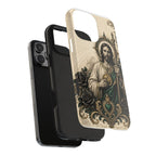 San Judas phone case with emerald and gold Sacred Heart artwork, detail view 25