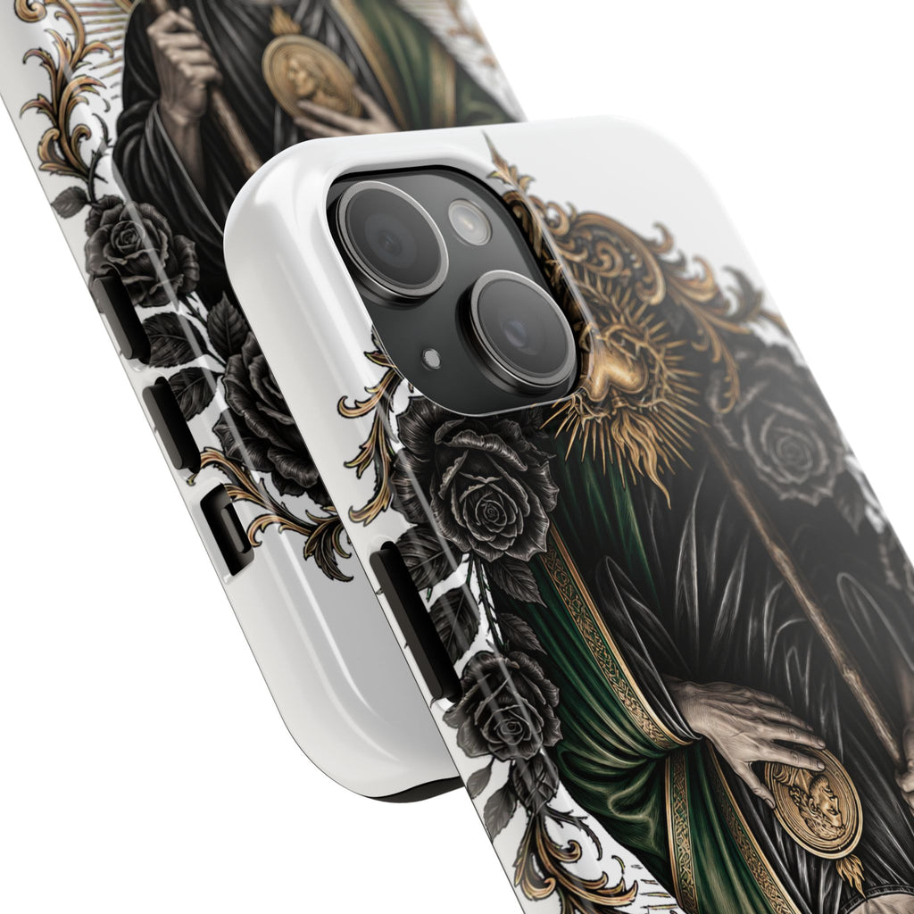 Black and gold Sacred Heart San Judas phone case detail view 16