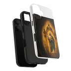 San Judas phone case with amber pilgrim lantern artwork, detail view 27