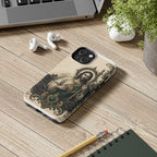 San Judas phone case with emerald and gold Sacred Heart artwork, detail view 15