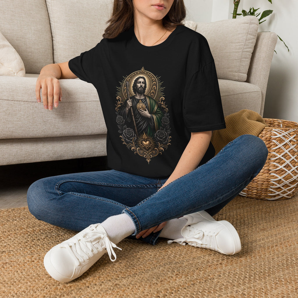San Judas Tadeo Black & Gold Sacred Heart Unisex T-Shirt